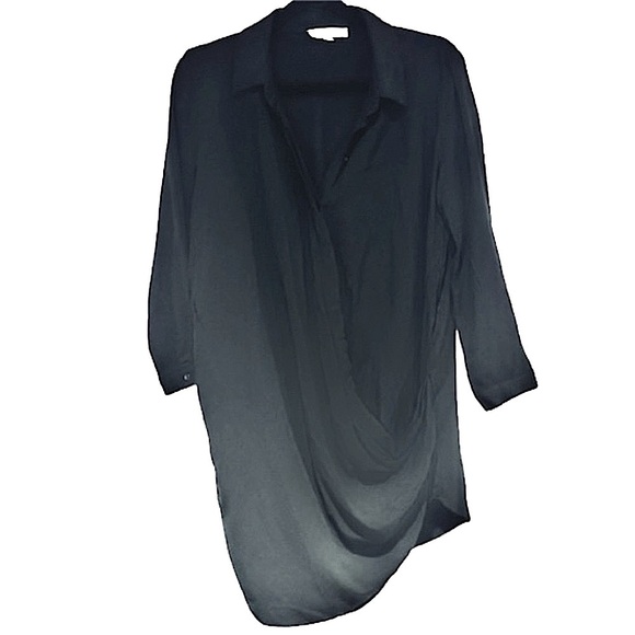 👠🥂 LBLC THE LABEL Black Scarlett Holiday Mini Dress | Draped Button Front Sz M - Picture 1 of 4